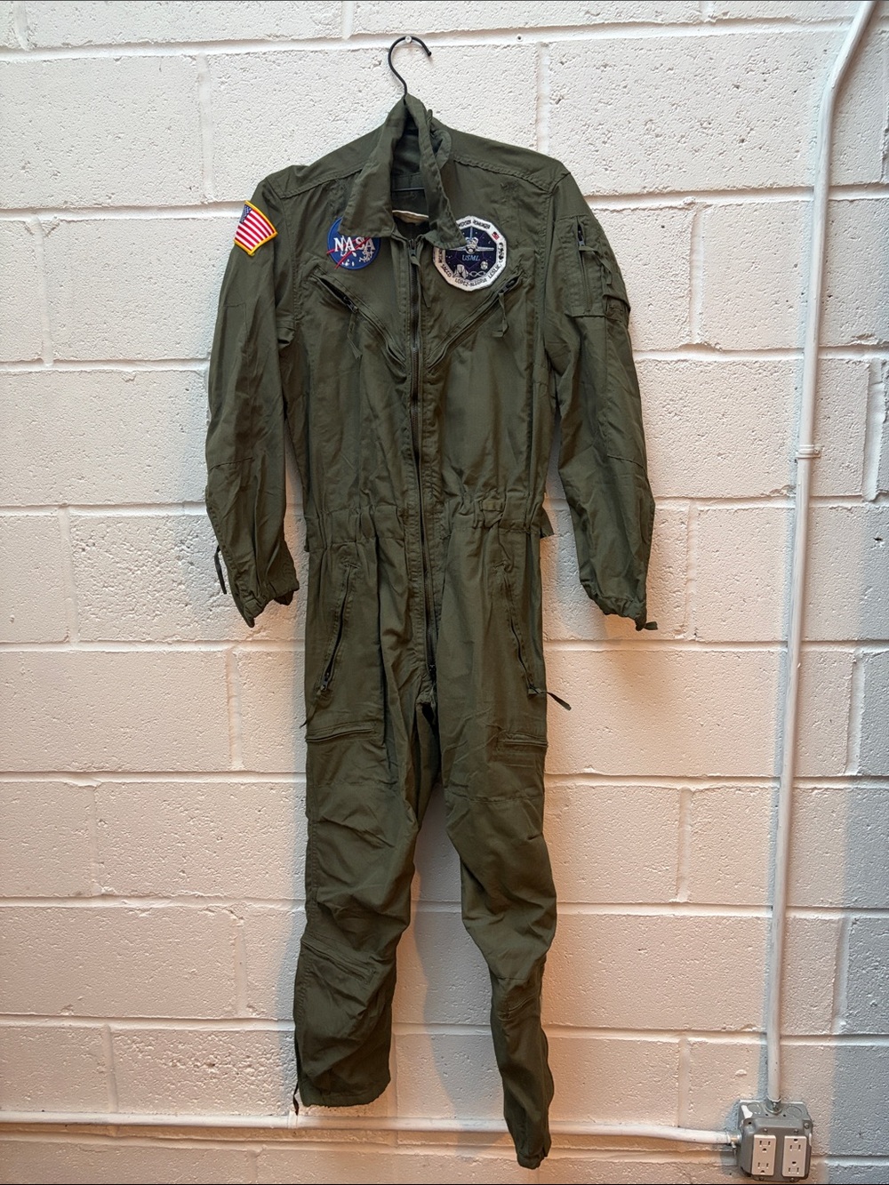 Olive Green Flight Coverall with NASA Patches